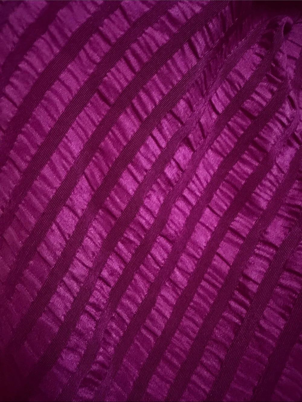 VTG Geoffrey Beene Magenta Silk Wool Crinkle Striped Scarf Made In France